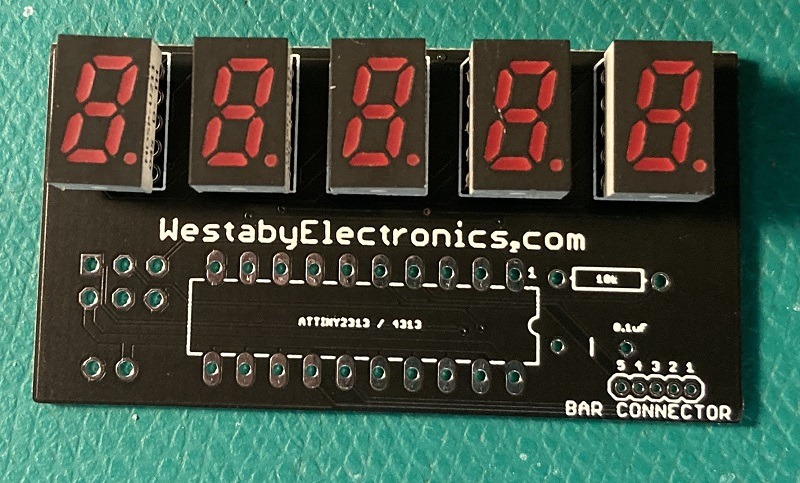 Installed character displays on PCB